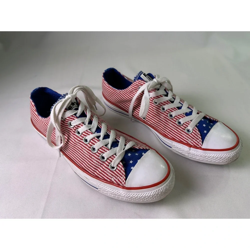 Converse Chuck Taylor All Star Stars and Stripes Patriotic Low Top M 8.5 W 10.5 - Picture 1 of 16
